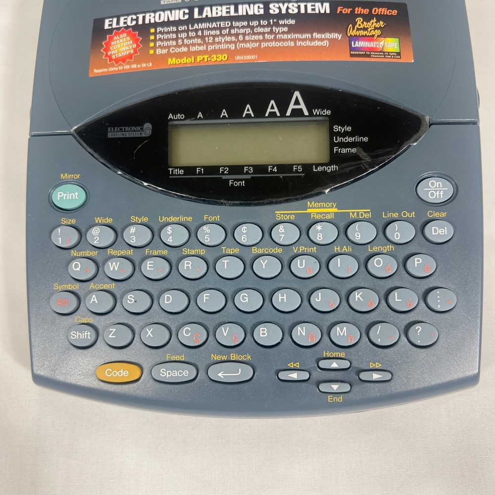 Brother Label Maker Organizer P-Touch Extra PT-330 Blue Grey Desktop Office
